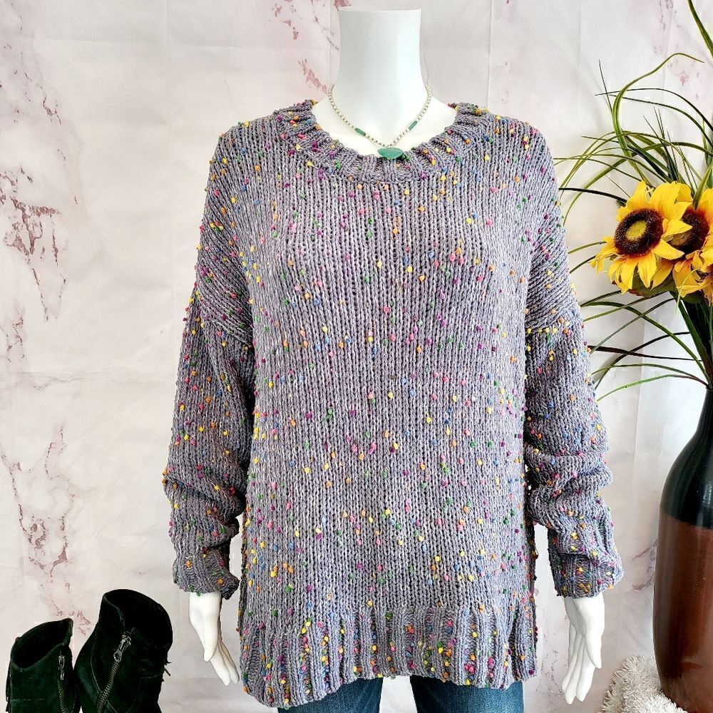 Seven7 Chenille knit popcorn sweater